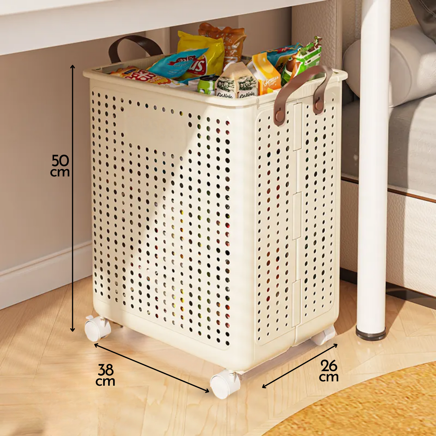 Cesta Plegable con Ruedas y Asas