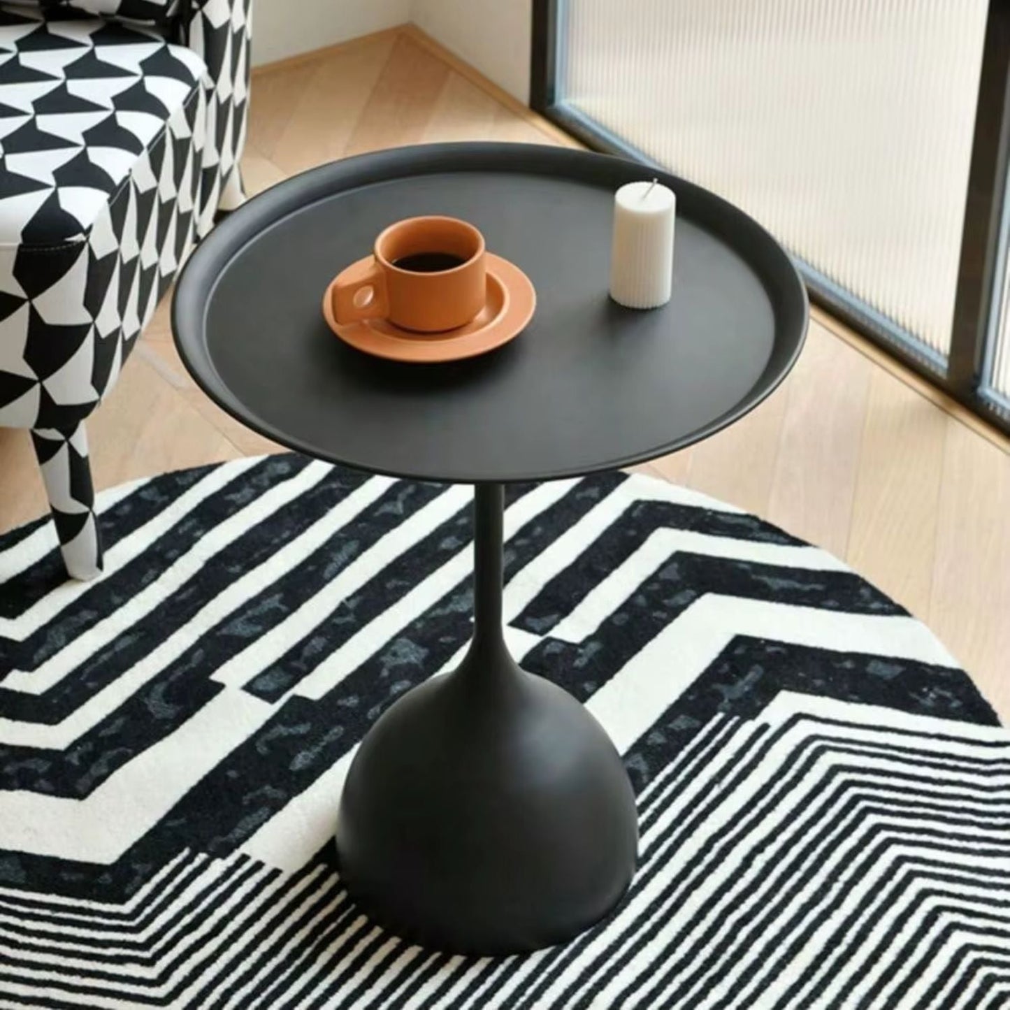 Mesa De Centro Lateral Metal Mate Negro Nórdico