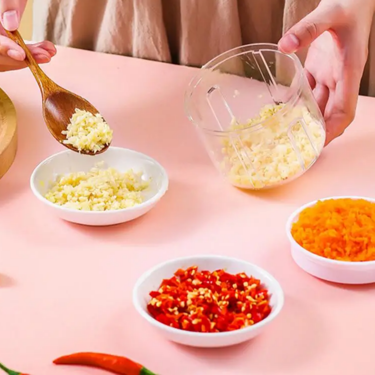 Mini Picador de Verduras Rosado