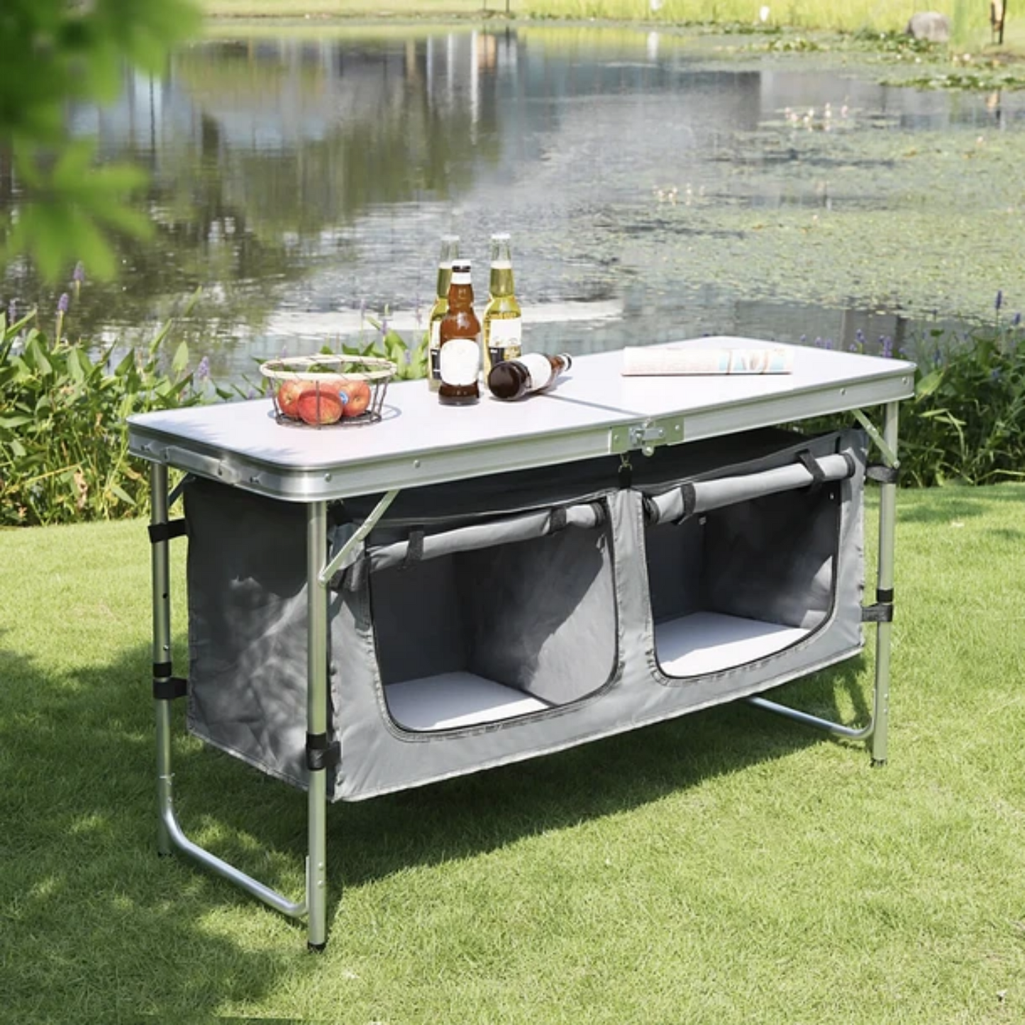 Mesa de Camping Plegable con Alacena