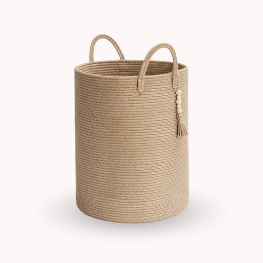 Cesta Tejida Cáñamo Beige