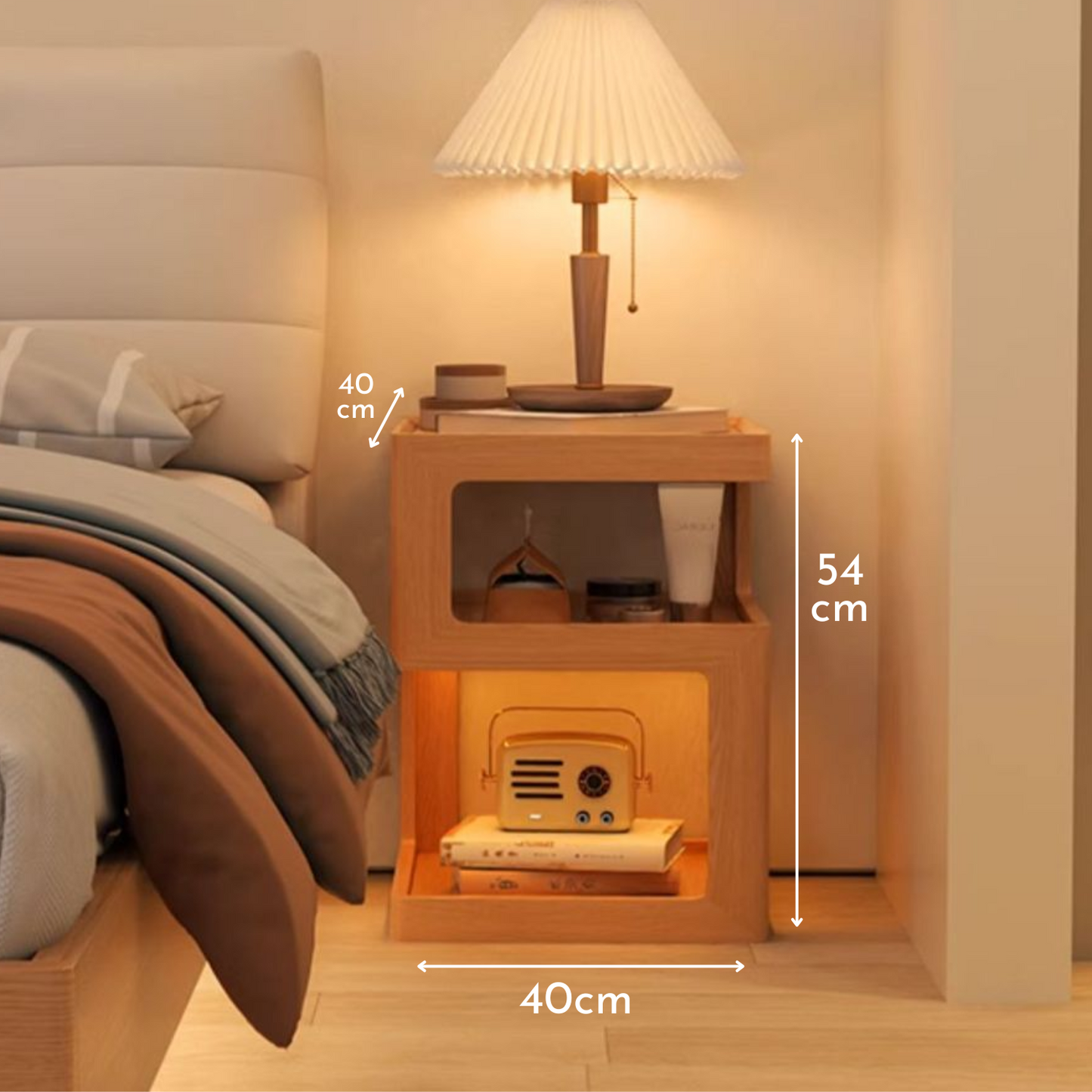 PREVENTA - Mesa Lateral de Madera con Luz Led