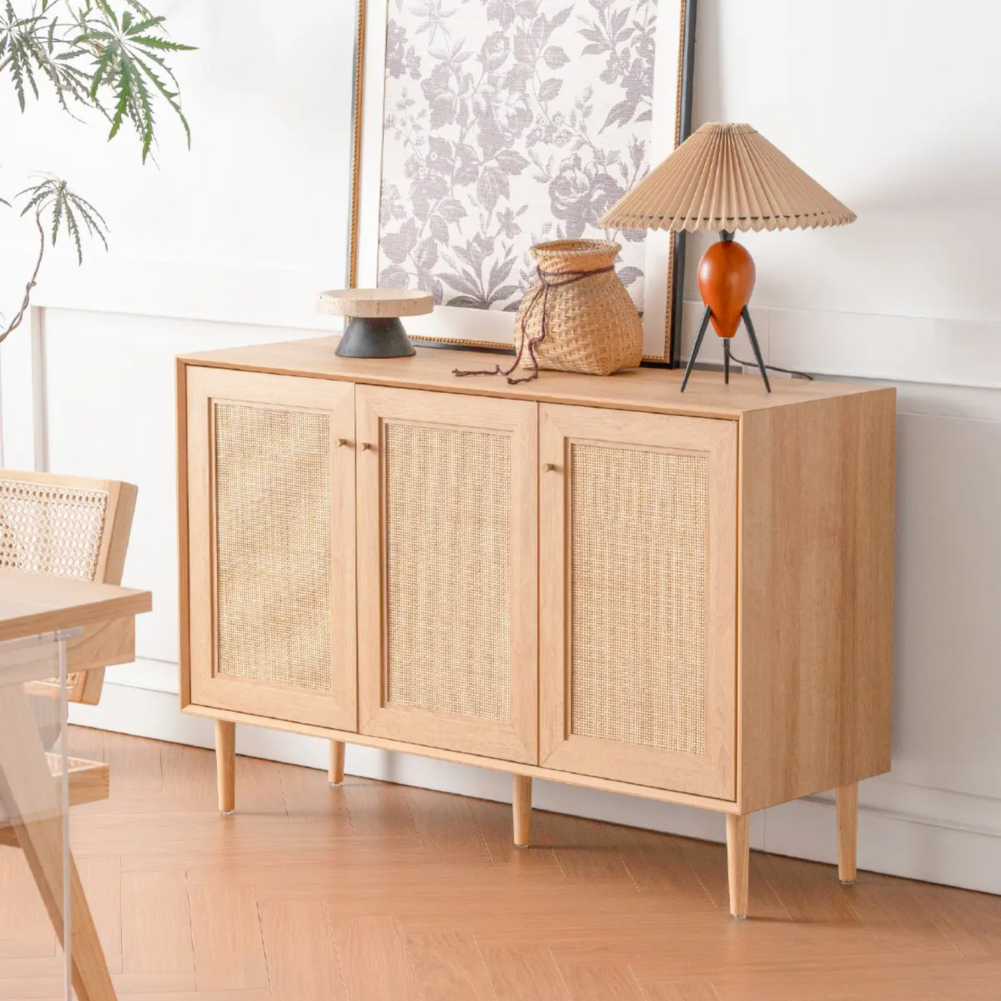 Mueble Recibidor 3 Puertas Tejido Natural