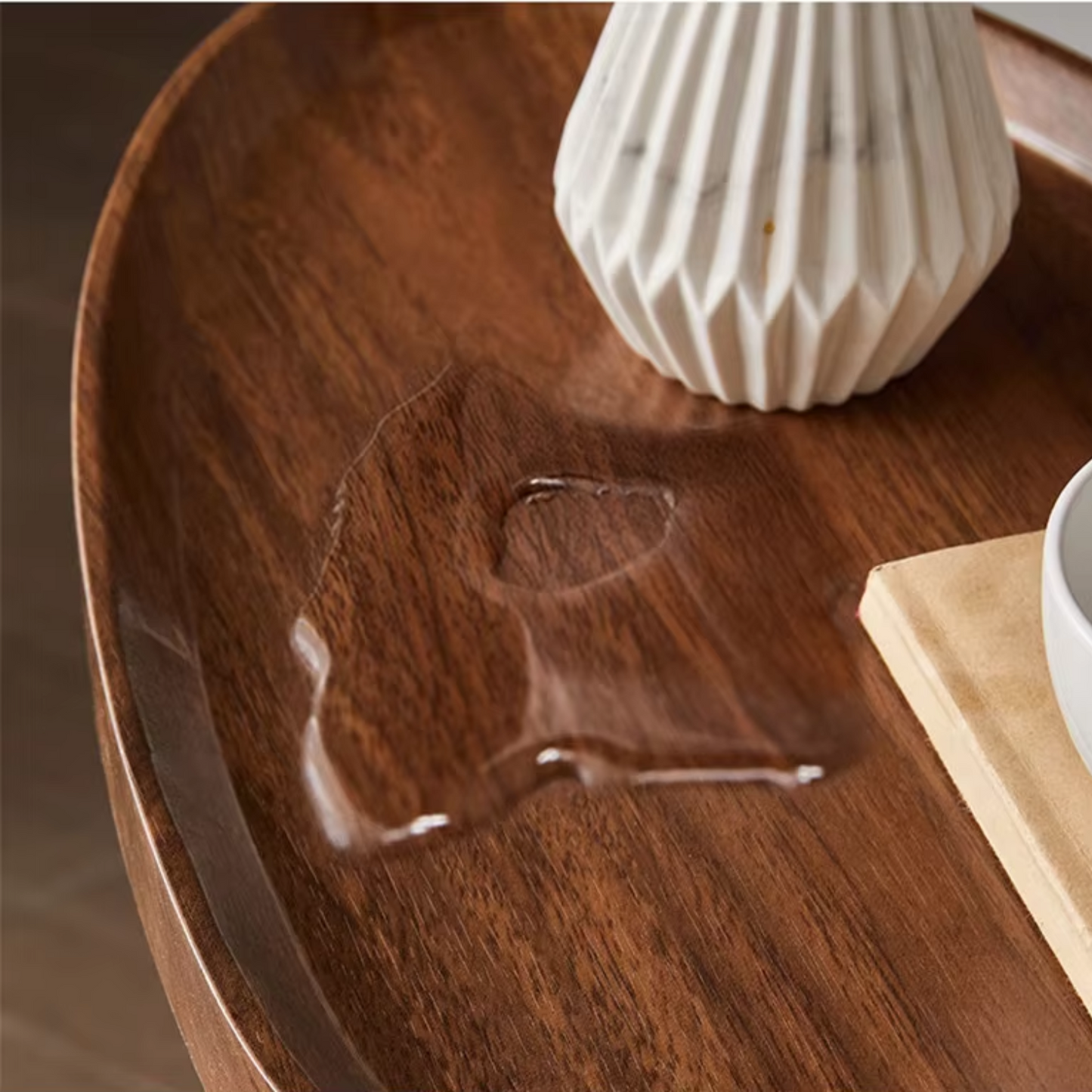 Mesa Madera Lateral con Pedestal Mostaza