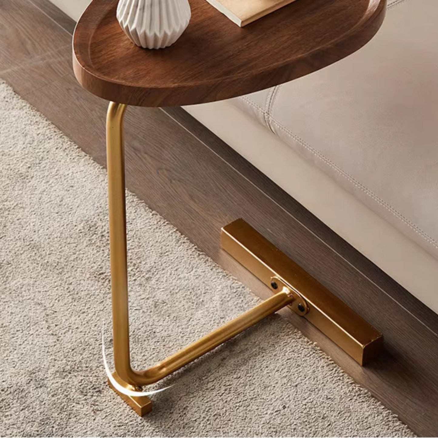 Mesa Madera Lateral con Pedestal Mostaza
