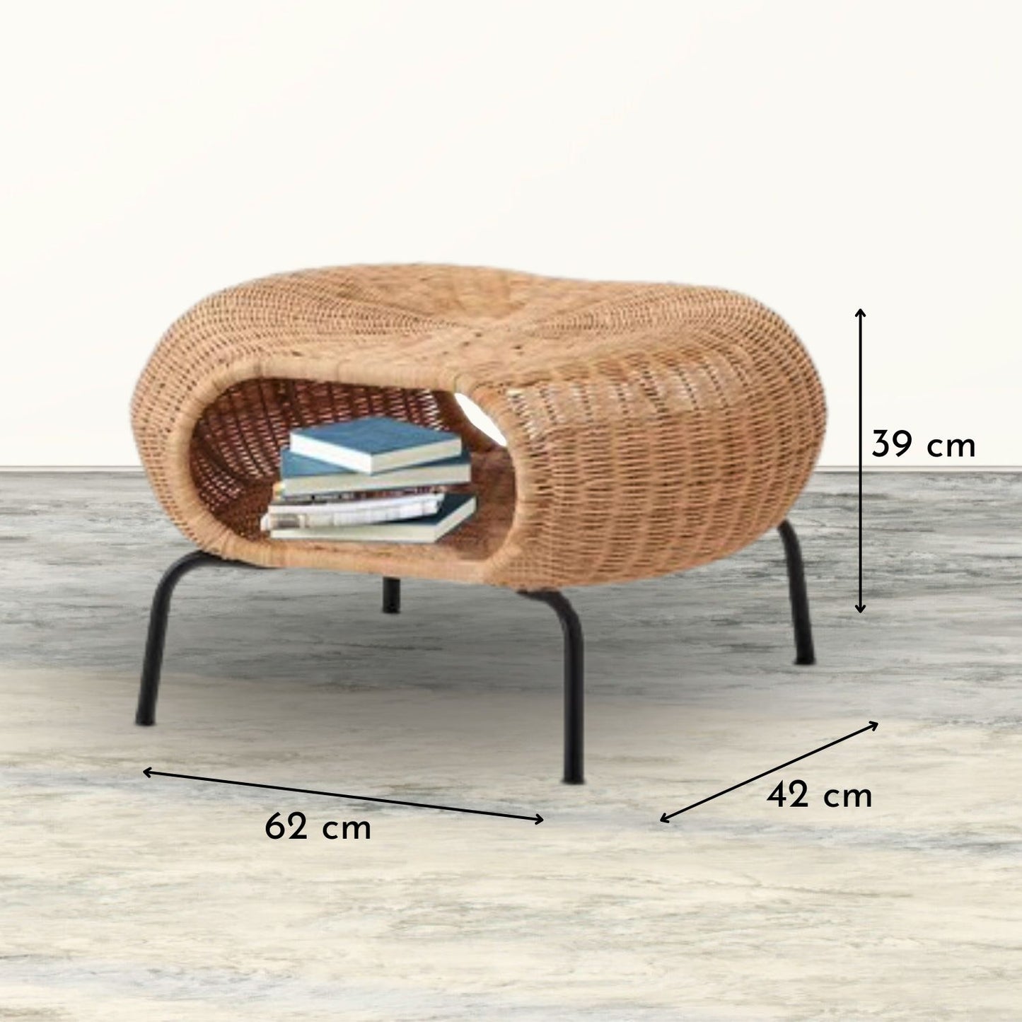 Juego de Terraza y Jardín Ratan Sillones y Mesa Otomana