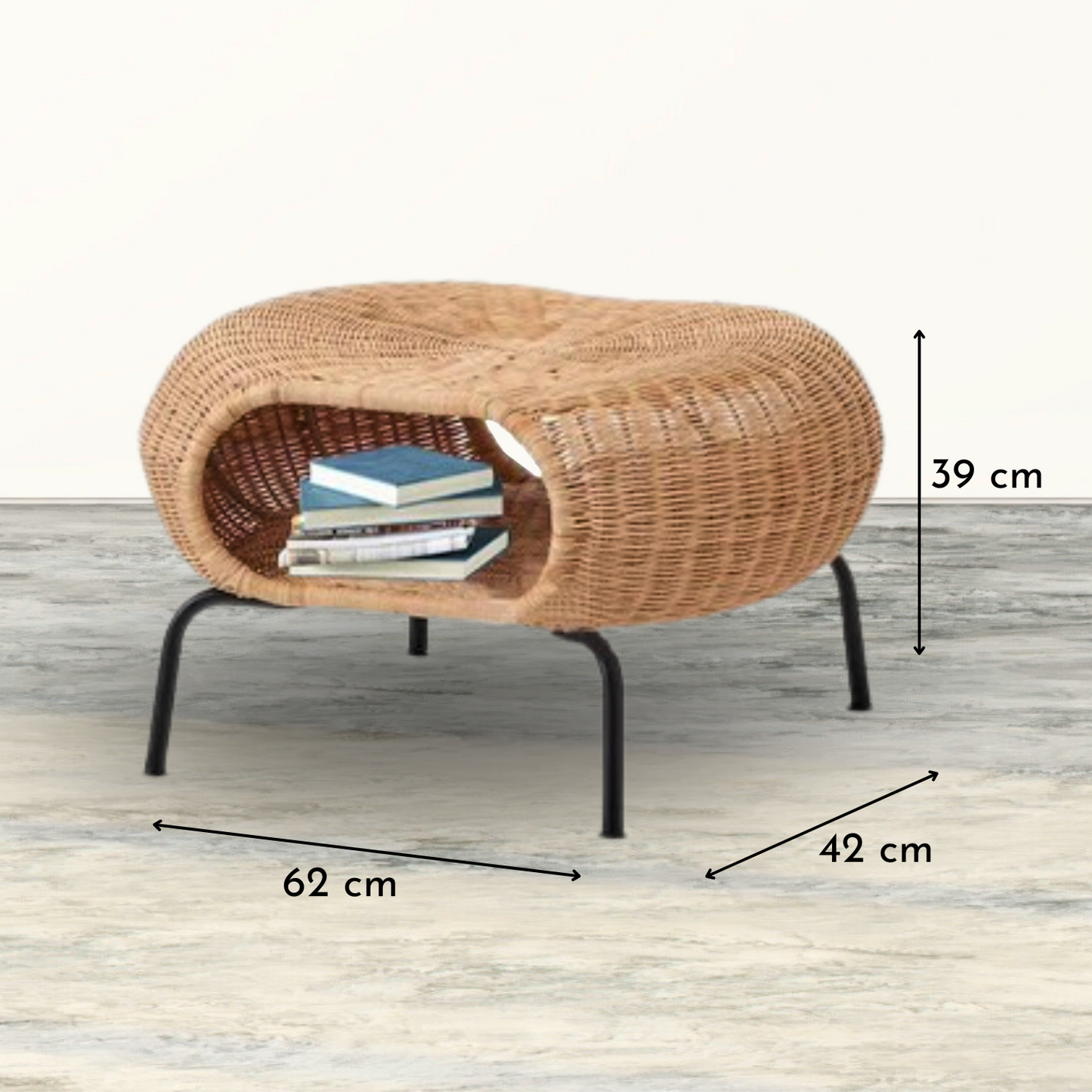 Juego de Terraza y Jardín Ratan Sillones y Mesa Otomana