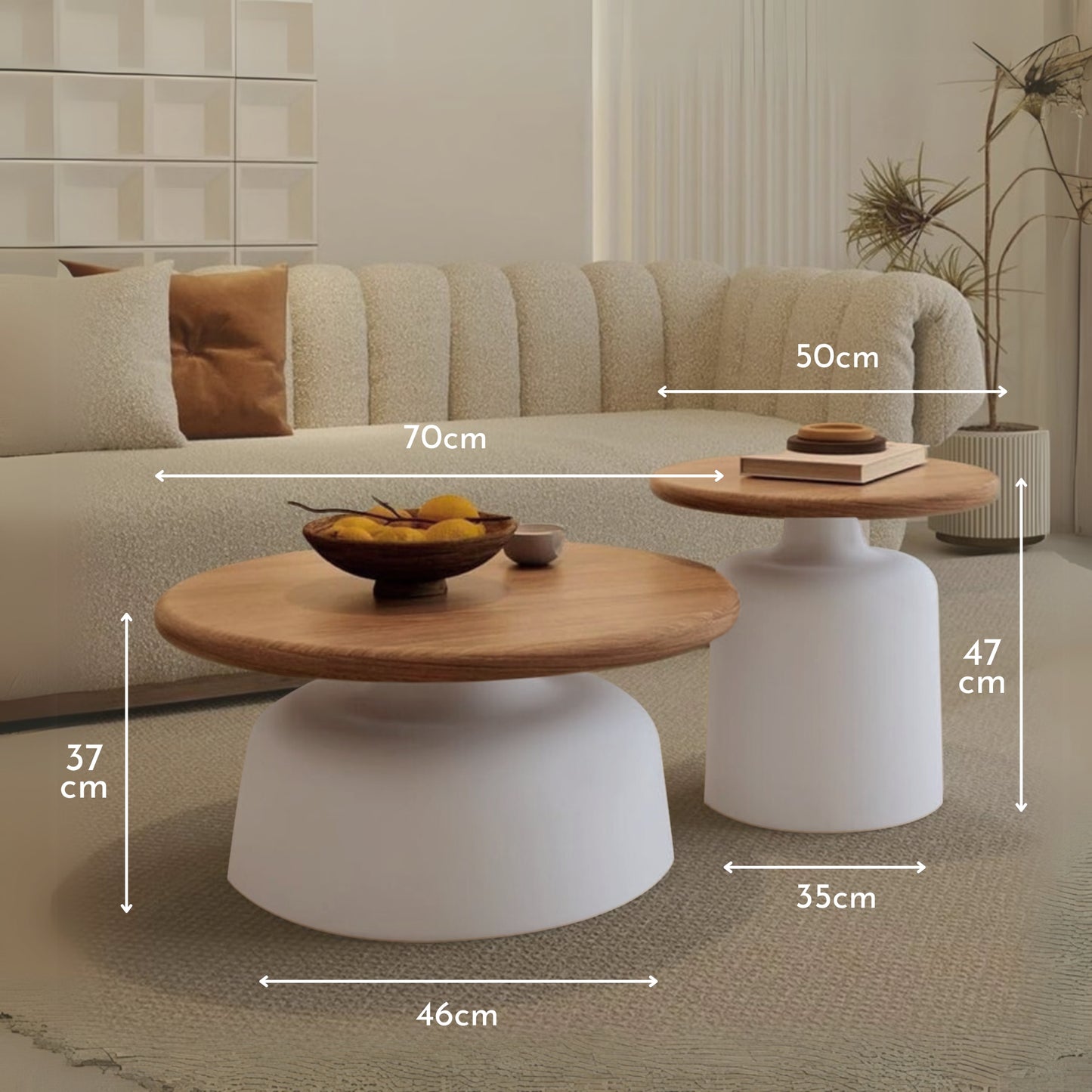 Mesa de Centro Estilo Nórdico Doble Oval