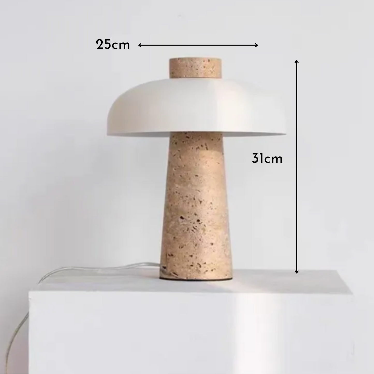 Lampara Led Blanco de Piedra Travertino