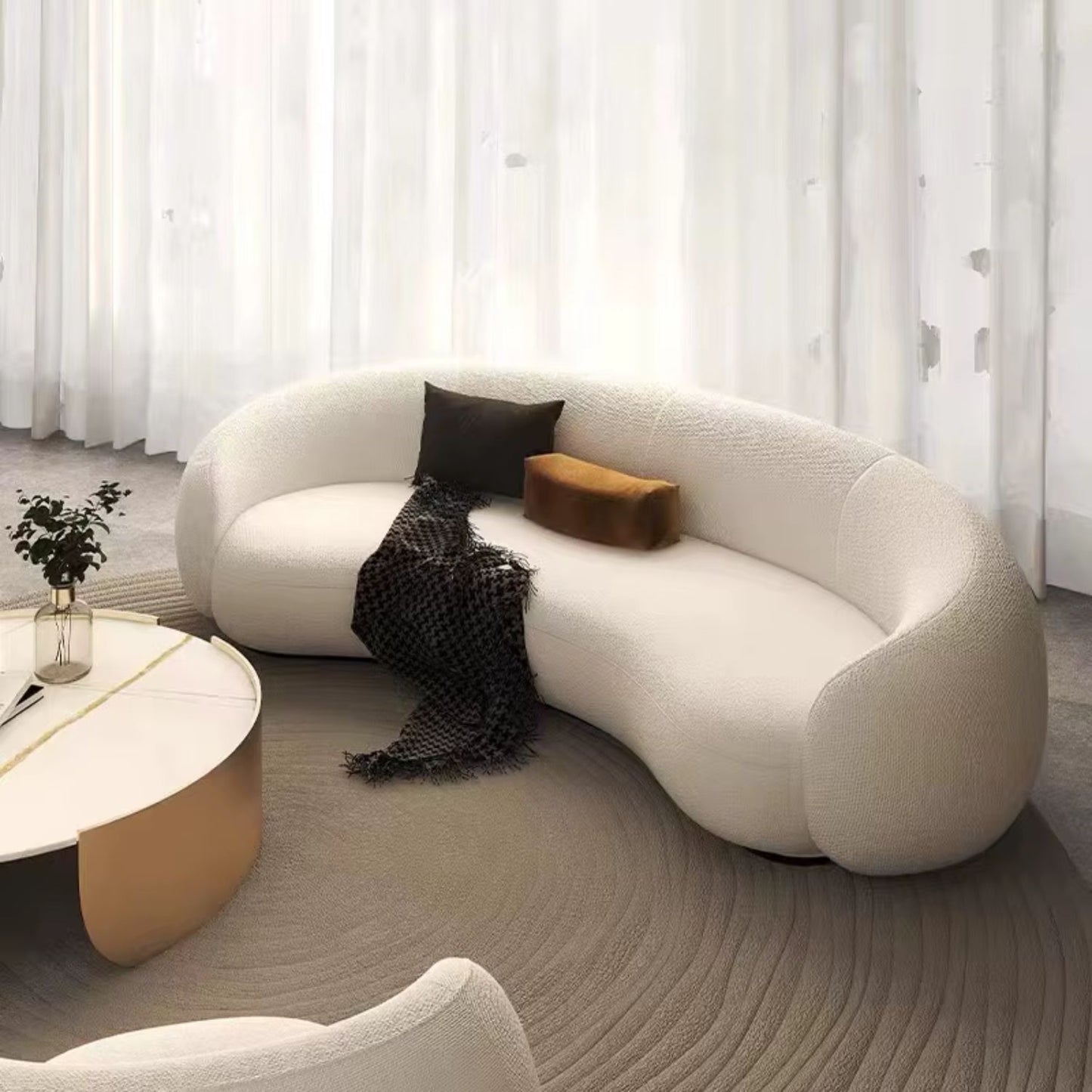 Sofá Curvo Estilo Moderno Sherpa 4 Cuerpos