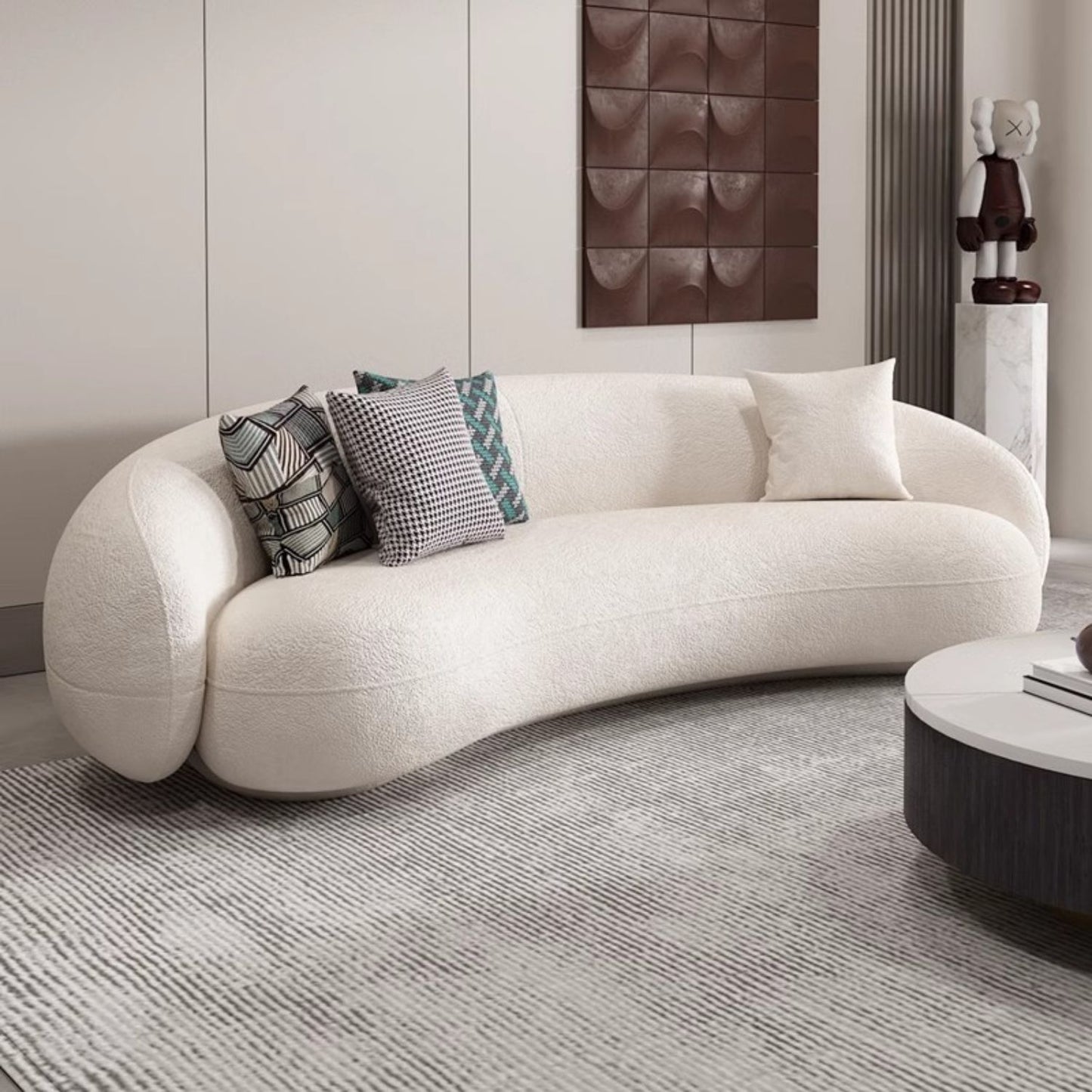 Sofá Curvo Estilo Moderno Sherpa 4 Cuerpos