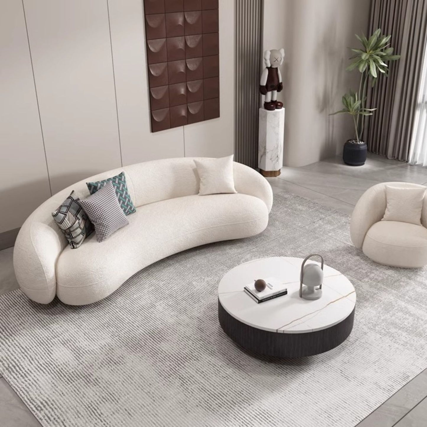 Sofá Curvo Estilo Moderno Sherpa 4 Cuerpos