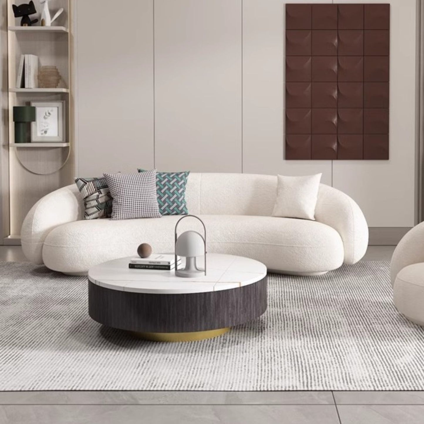 Sofá Curvo Estilo Moderno Sherpa 4 Cuerpos