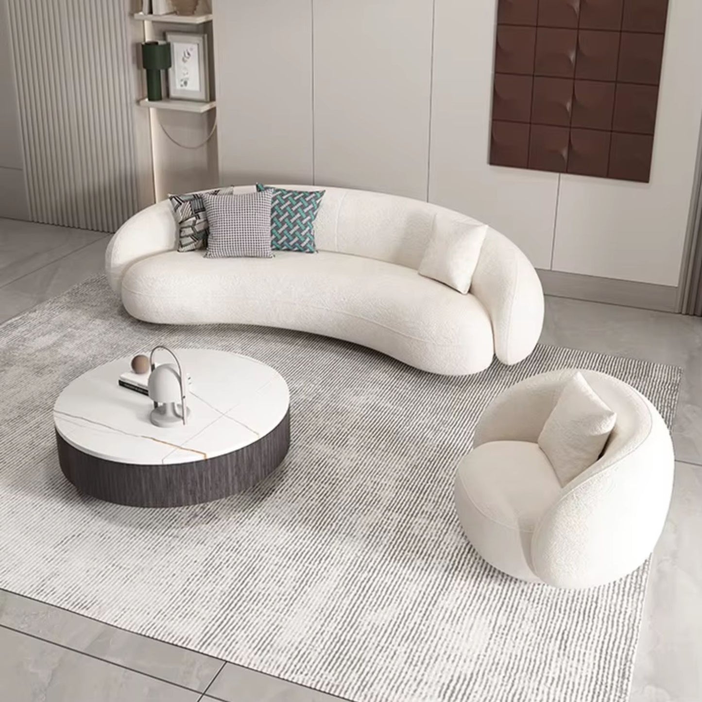 Sofá Curvo Estilo Moderno Sherpa 4 Cuerpos