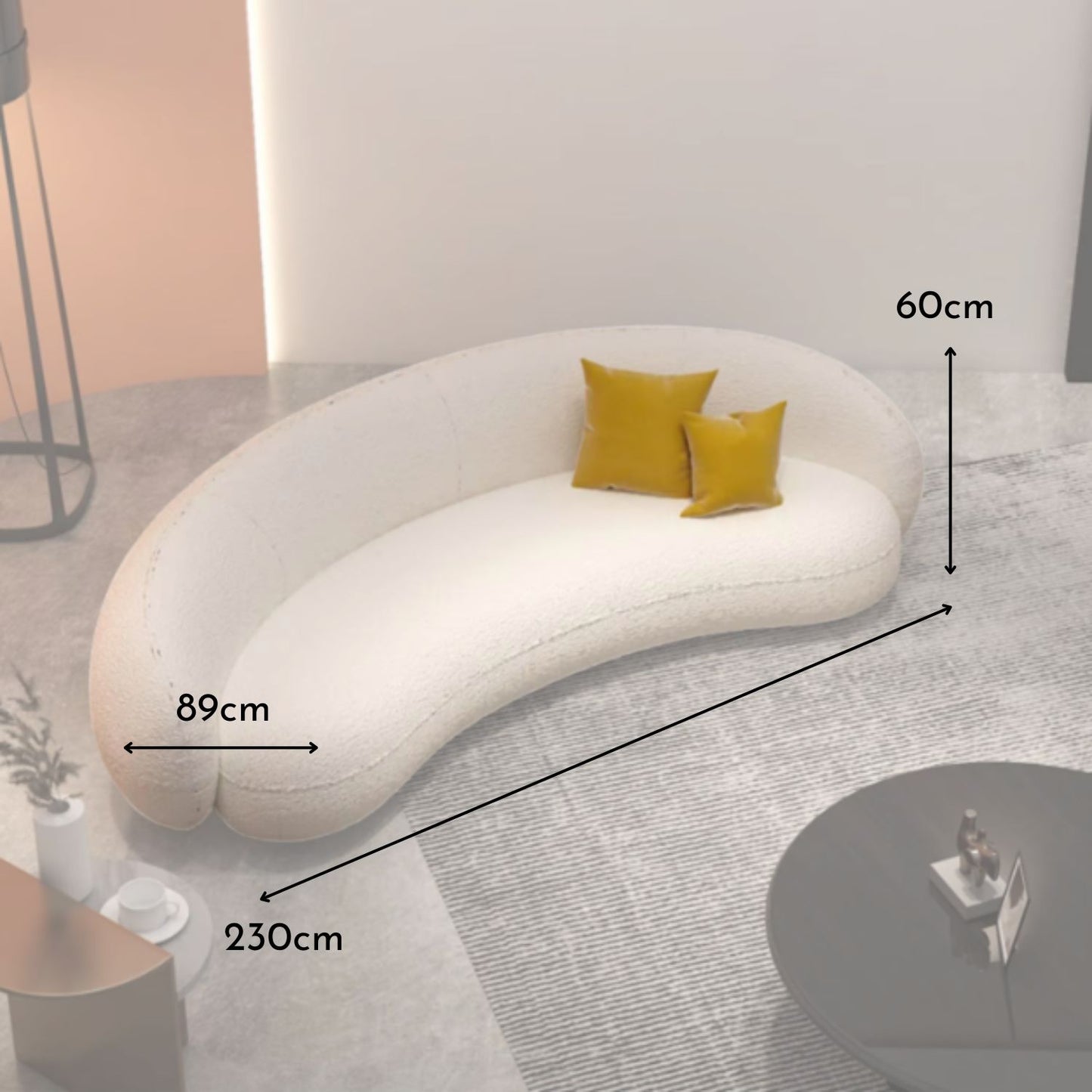 Sofá Curvo Estilo Moderno Sherpa 4 Cuerpos