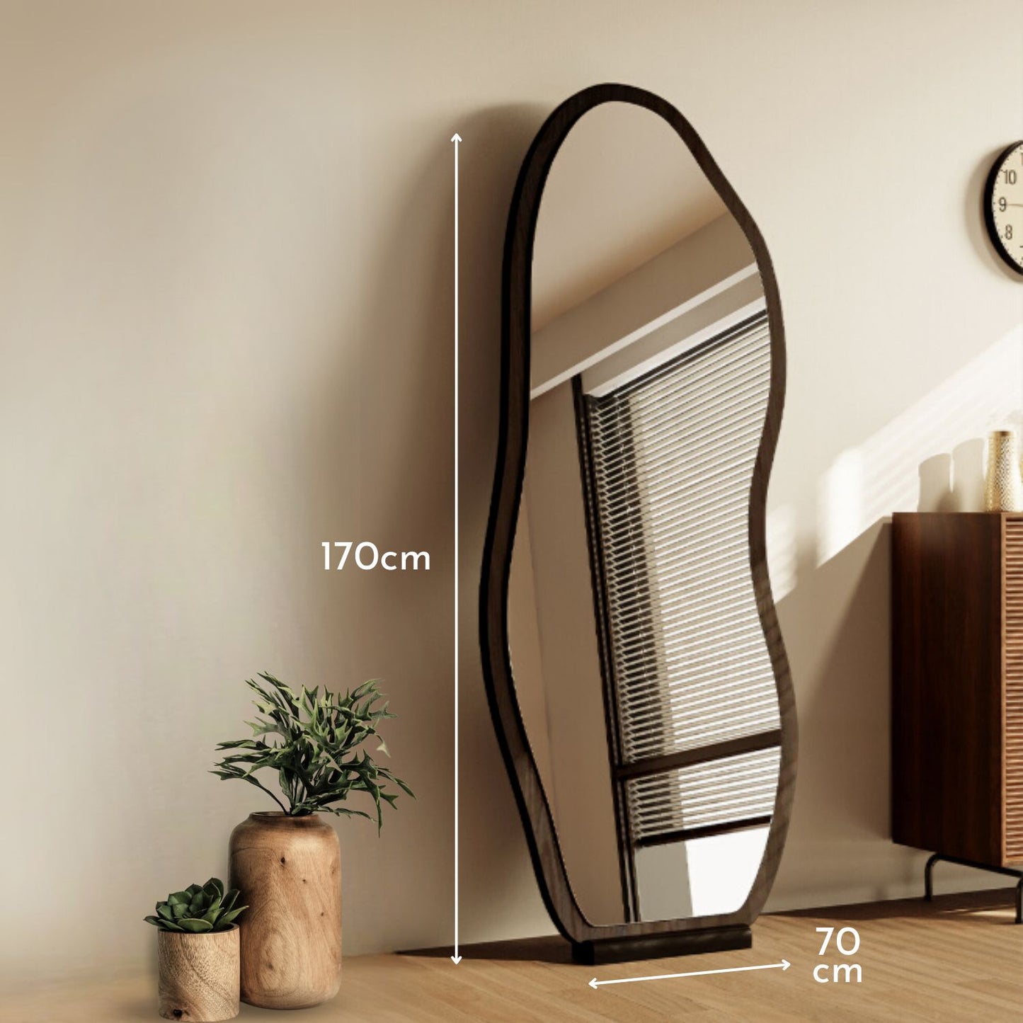 PREVENTA - Espejo Irregular Cuerpo Entero Ebano 170x70cm