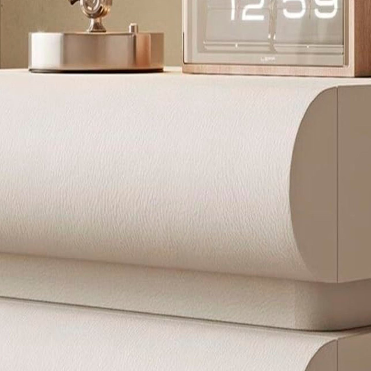 Velador Minimalista Beige Doble Cajon