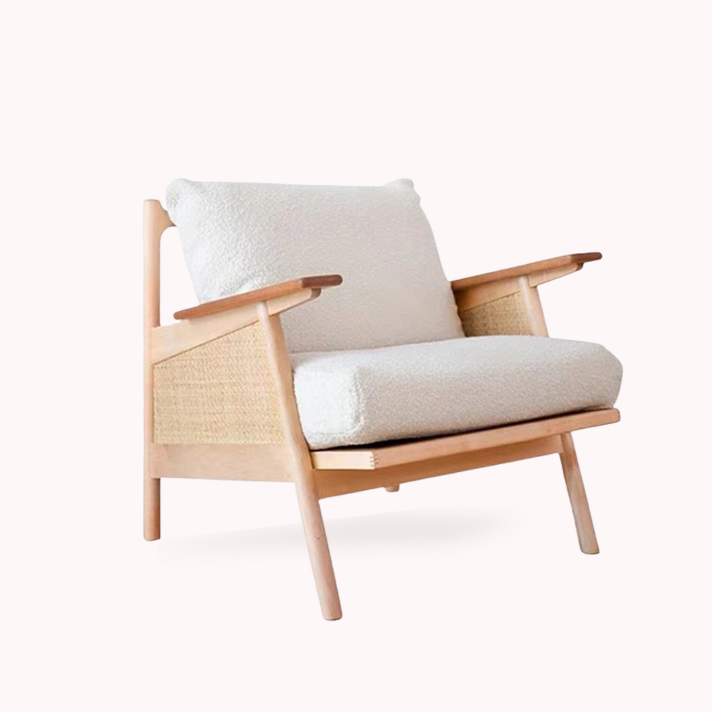 Sitial Madera Rattan Blanco Nórdico