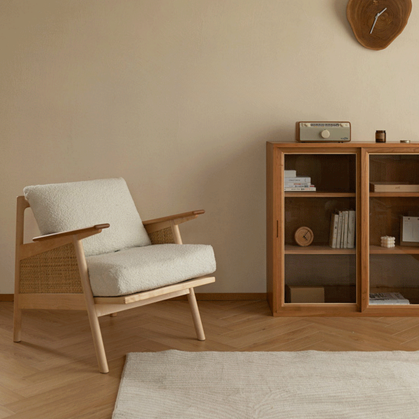 Sitial Madera Rattan Blanco Nórdico