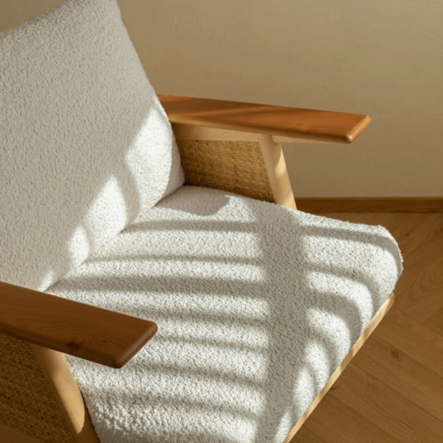 Sitial Madera Rattan Blanco Nórdico