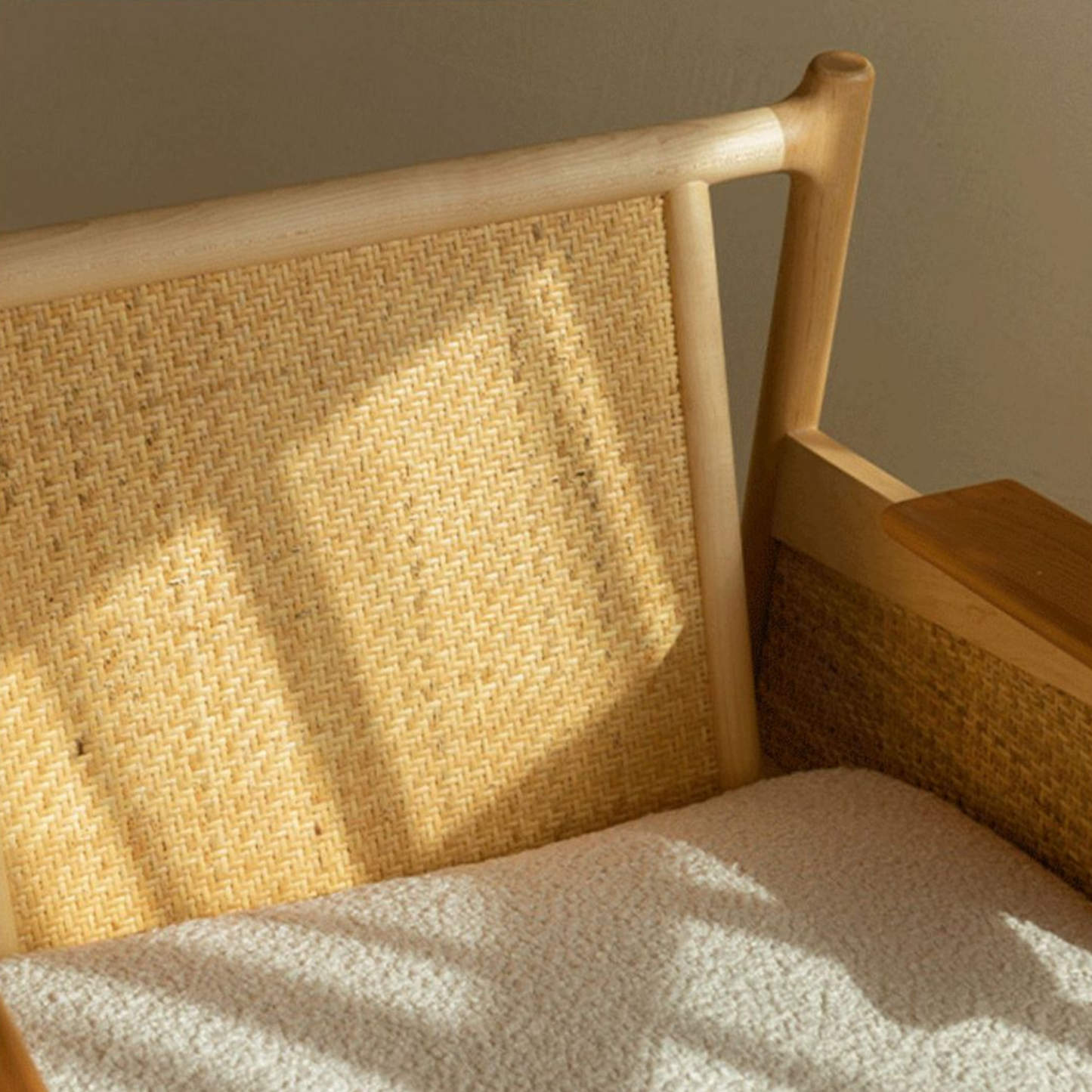 Sitial Madera Rattan Blanco Nórdico