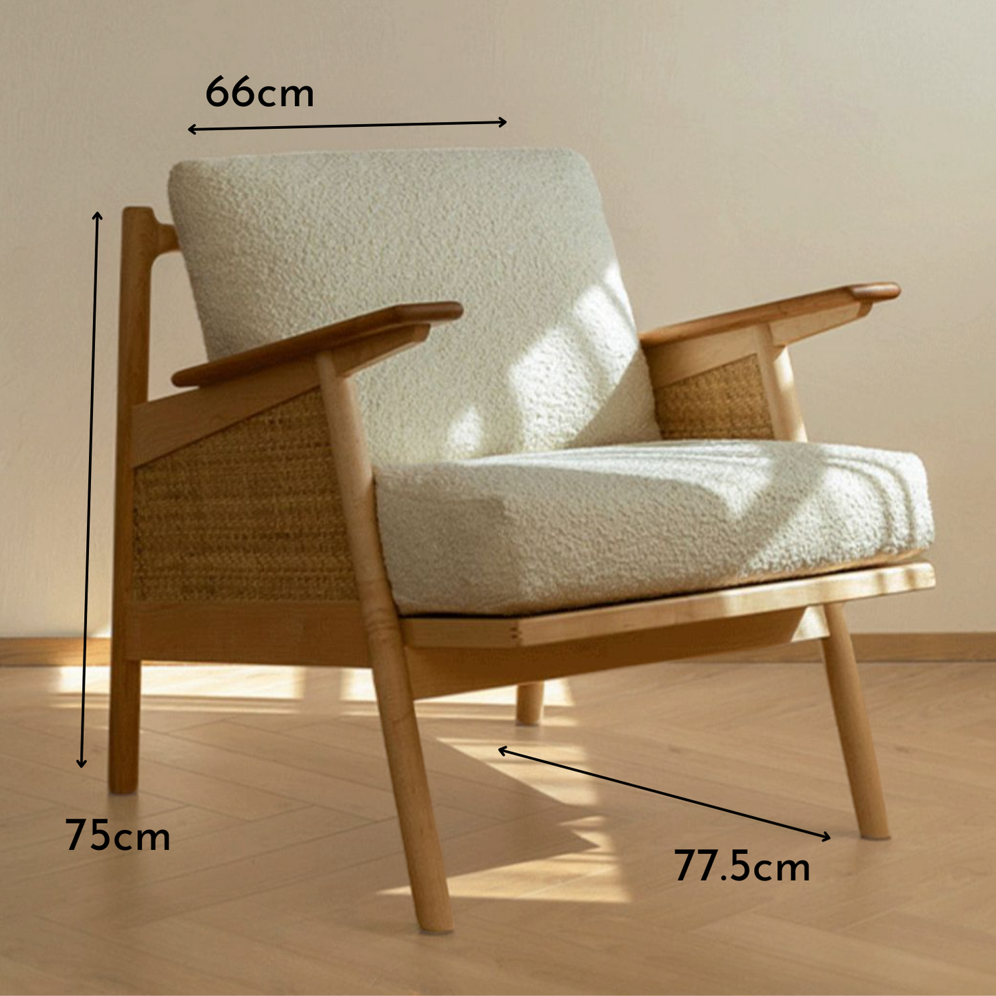Sitial Madera Rattan Blanco Nórdico