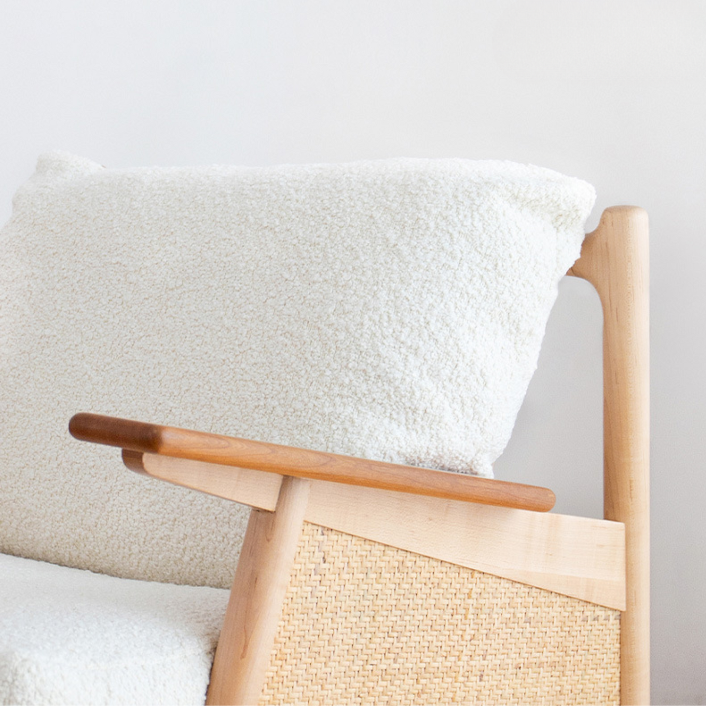 Sitial Madera Rattan Blanco Nórdico