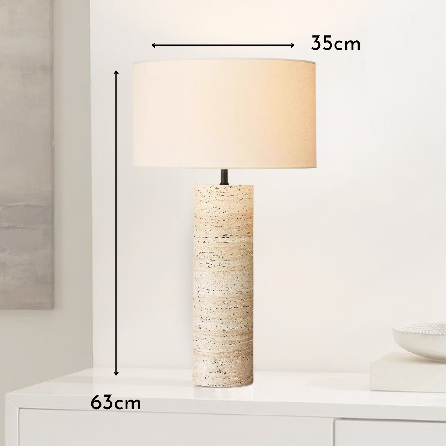 Lampara de Mesa Piedra Nordica Crema Grande