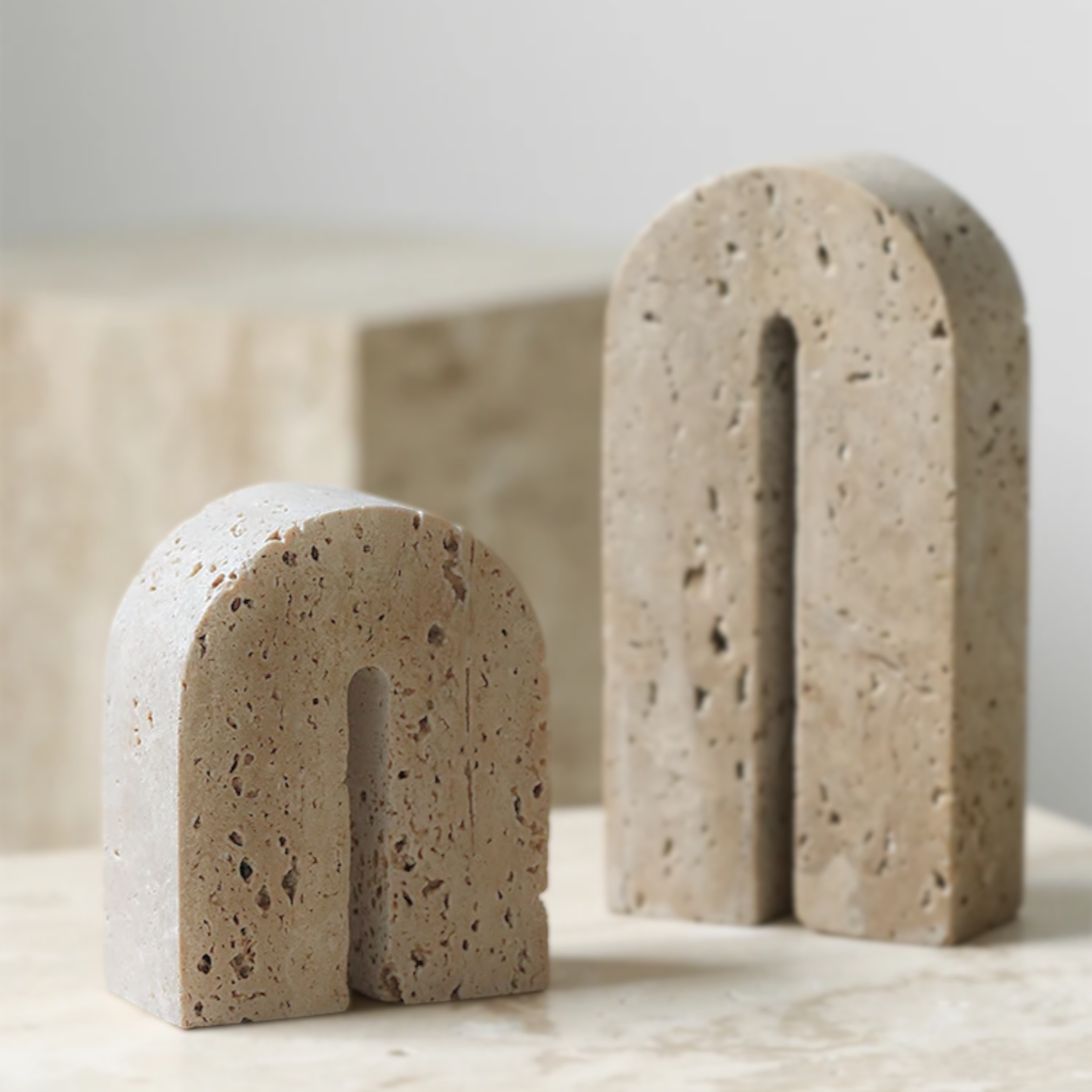 Arco Escultural Piedra Travertino Decorativo Pequeño