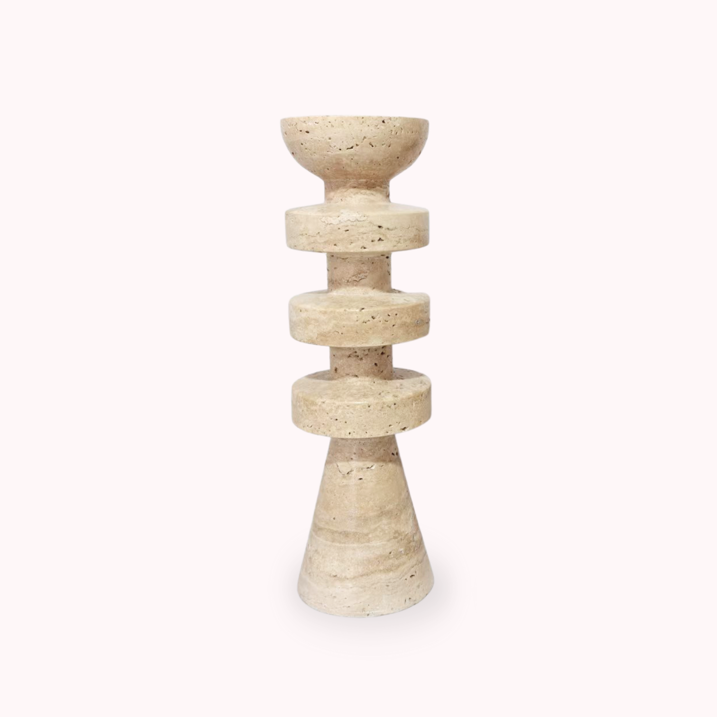 PREVENTA - Candelabro Torre Alfil Figura Decorativa Travertino Grande