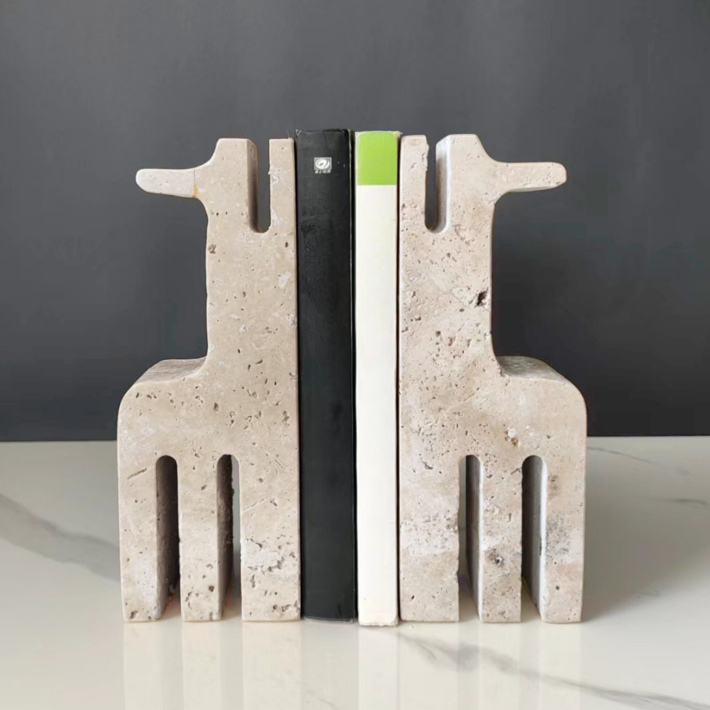 PREVENTA - Sujeta Libros Escultura Etnica Travertino Soporte