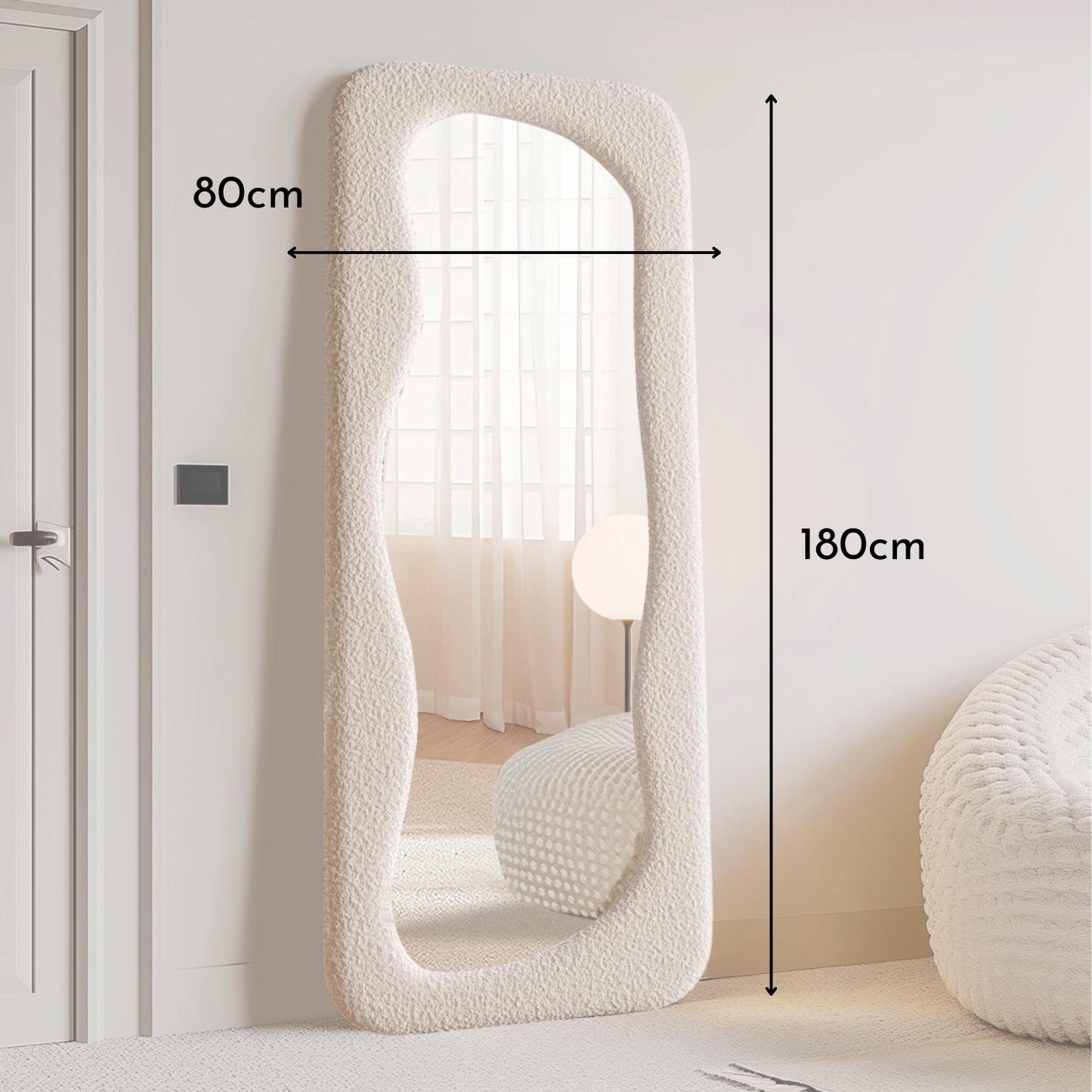 PREVENTA - Espejo Blanco Cuerpo Entero Estilo Bouclé 180x80cm