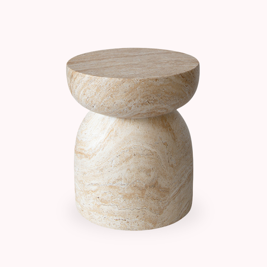 PREVENTA - Mesa Lateral Piedra Luna Jupiter Crema