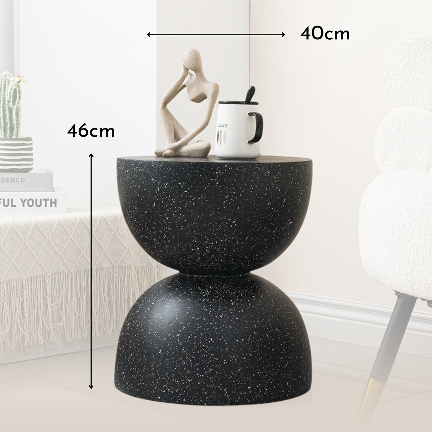 PREVENTA - Mesa Lateral Piedra Luna Tempus Negro