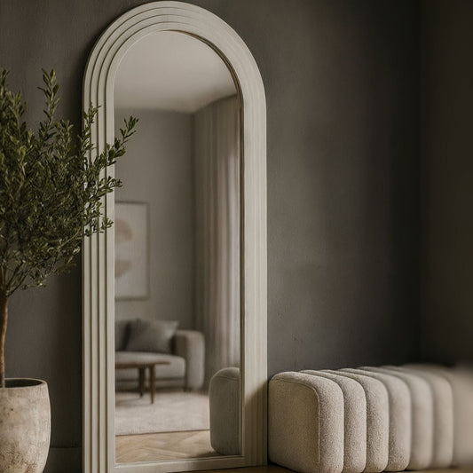Espejo Arco Escalonado Beige Cuerpo Entero 200x100cm