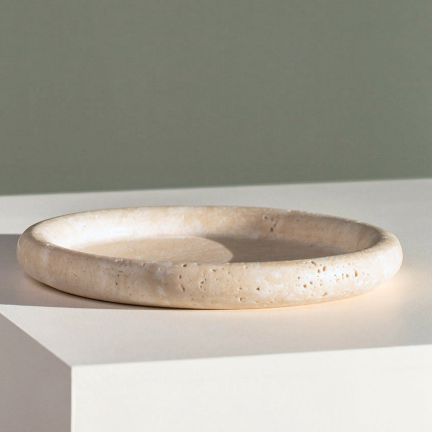 PREVENTA - Bandeja Redonda de Piedra Ambar Travertino