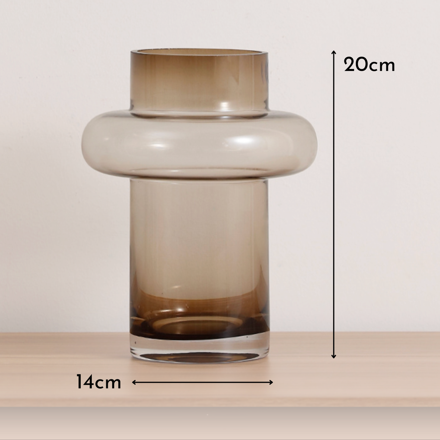 PREVENTA - Florero de Vidrio Anillo Ambar Gastado Figura Deco