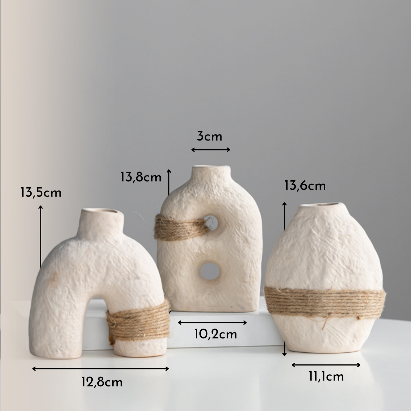 PREVENTA - Set 3 Floreros Cerámica Eco Terra