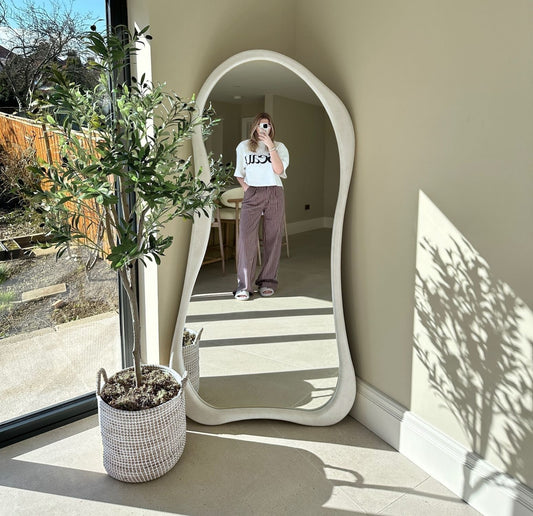 Espejo Asimetrico Cuerpo Entero Madera Blanco 180X80cm