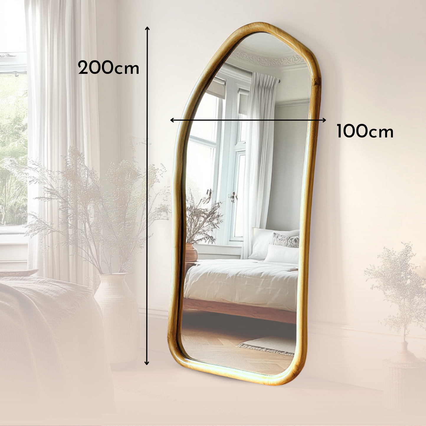 PREVENTA - Espejo Irregular Cuerpo Entero Madera Color Abedul 200x100cm