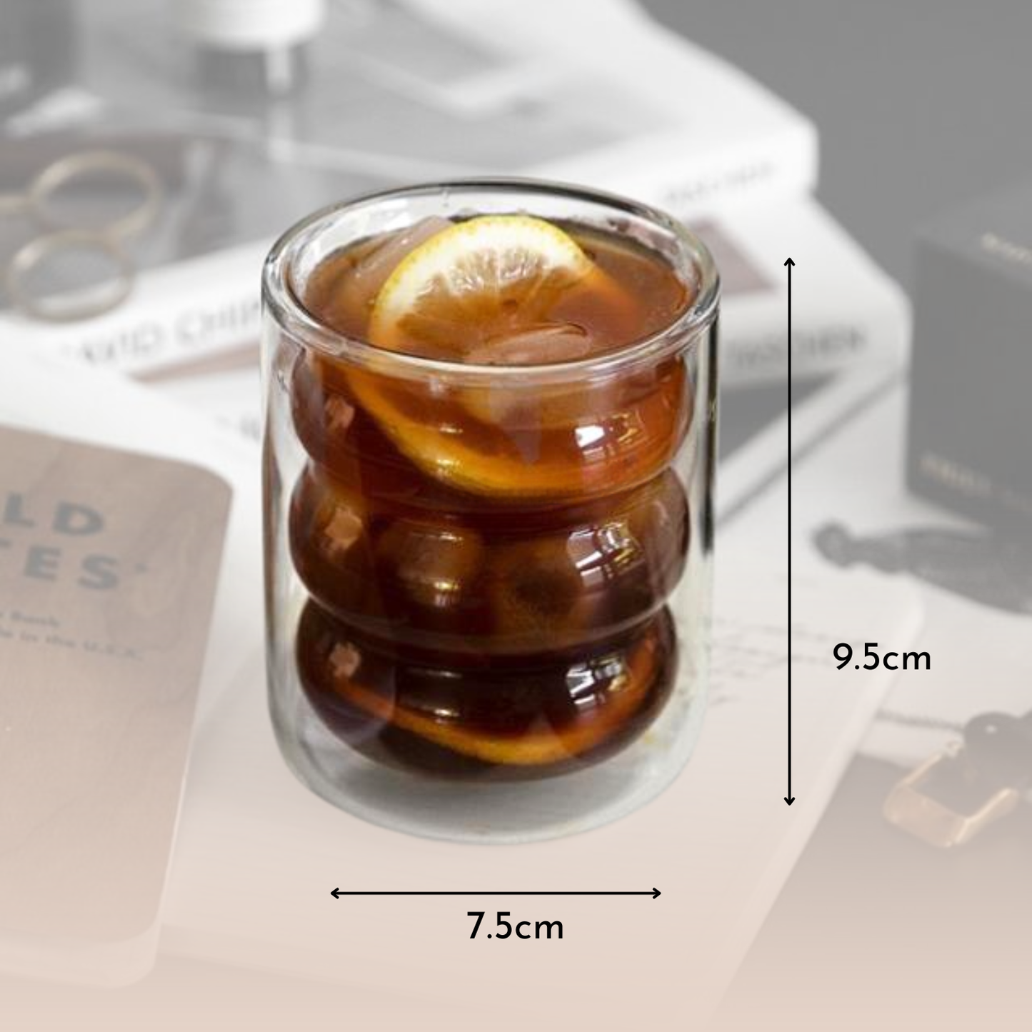 PREVENTA - Set 4 Vasos Vidrio Doble Fondo Ondas Bajo