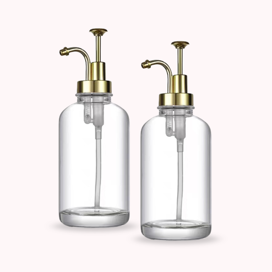 PREVENTA - Dispensadores de Vidrio 500ml Botella Luxe Set 2 Dorado