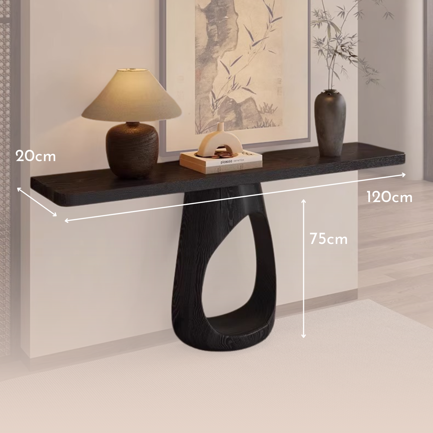 Mesa Arrimo Nido Madera Maciza Tono Ebano