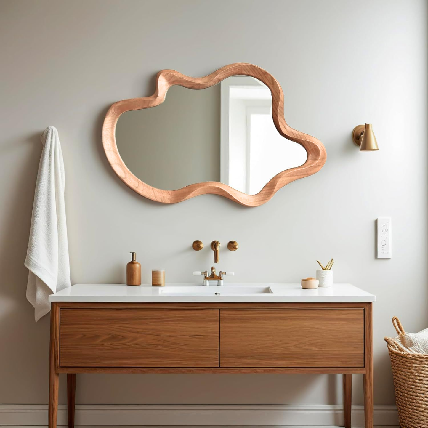 PREVENTA - Espejo Modern Wave Madera Tono Arce 90x60cm