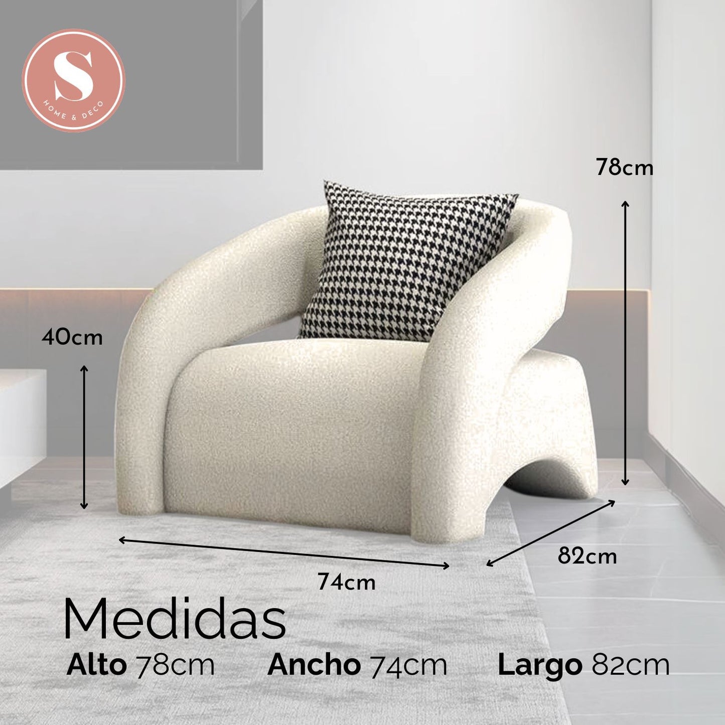Sofá Poltrona Blanco Textil Nórdico