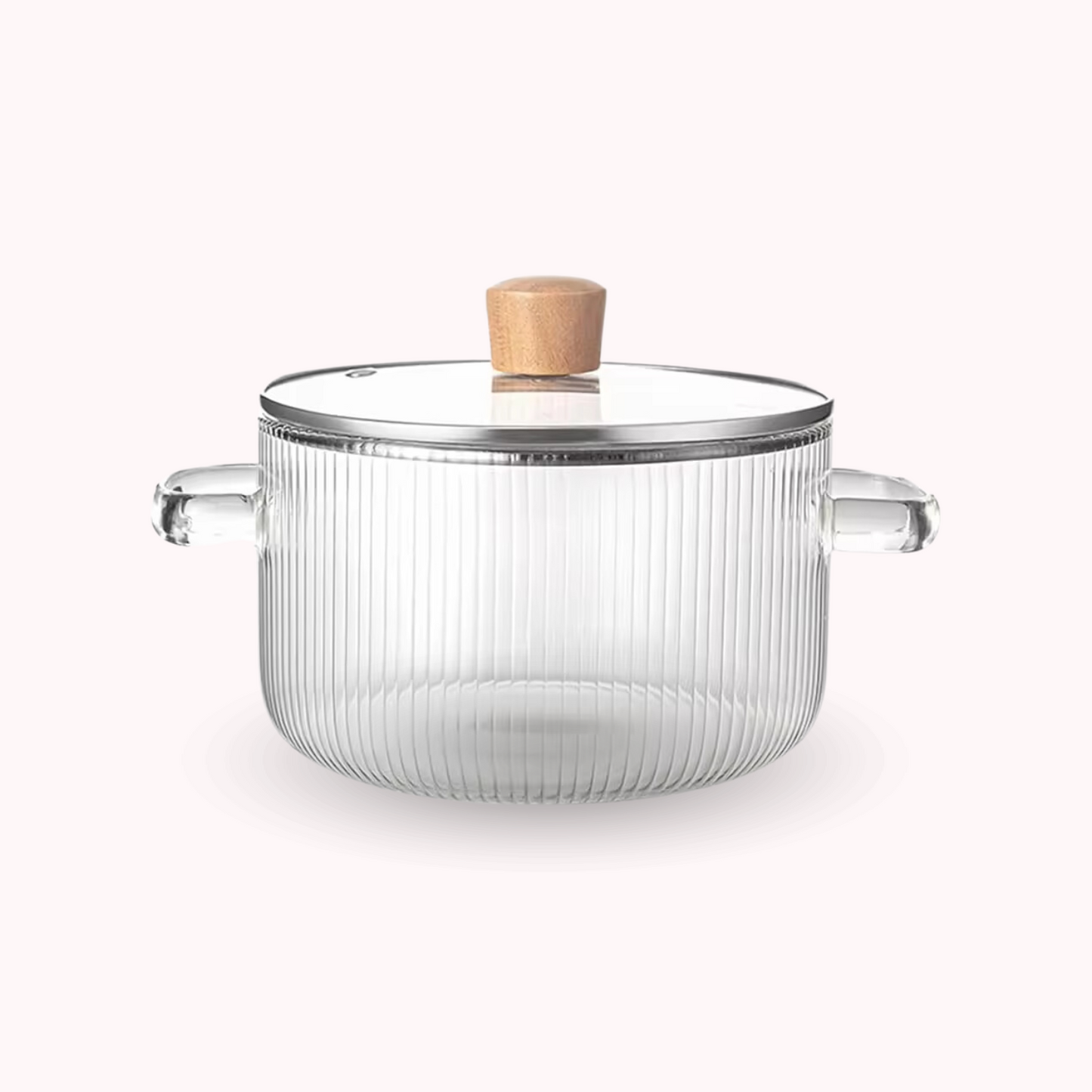 PREVENTA - Olla de Vidrio Perilla Madera Minimalista