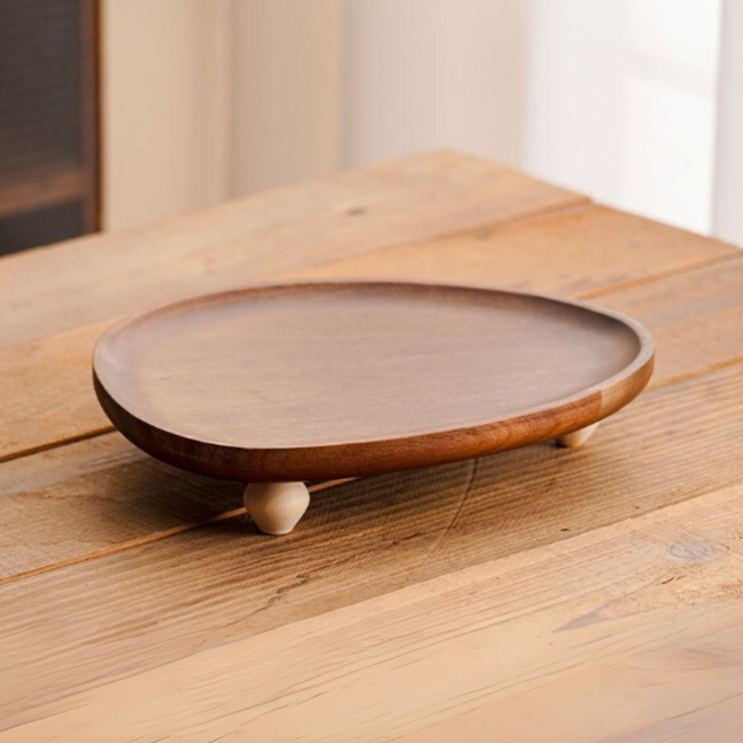 Bandeja de Madera Acacia Estilo Rústico con Patas