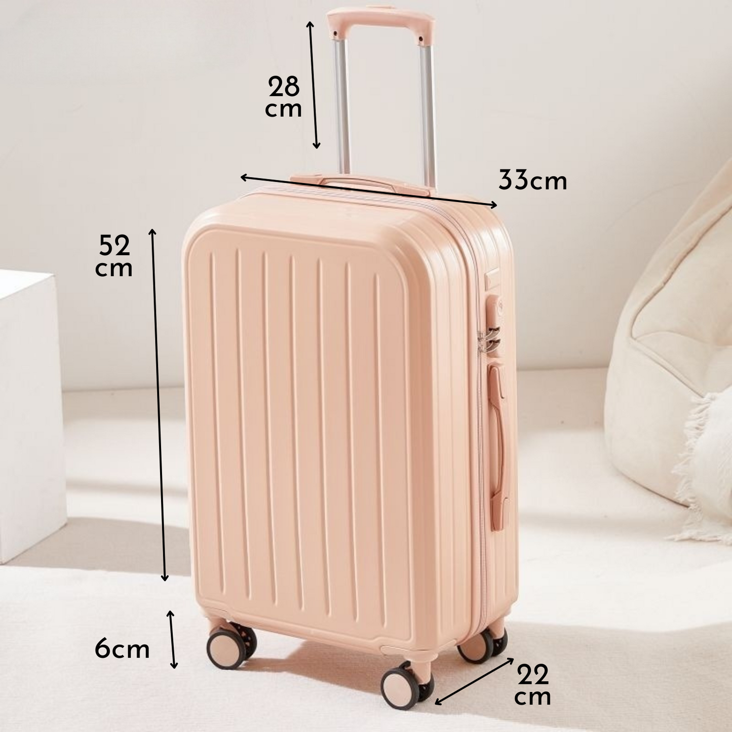 Maleta con Ruedas 360 Puerto USB Rosado