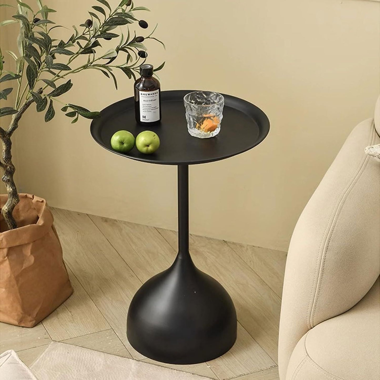 Mesa De Centro Lateral Metal Mate Negro Nórdico