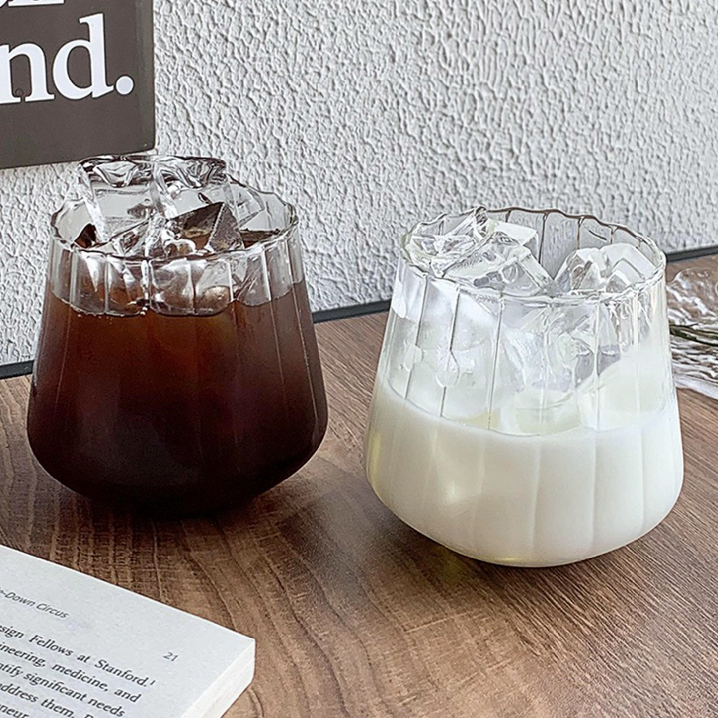 Set 4 Vasos Vidrio Acanalado 325ml